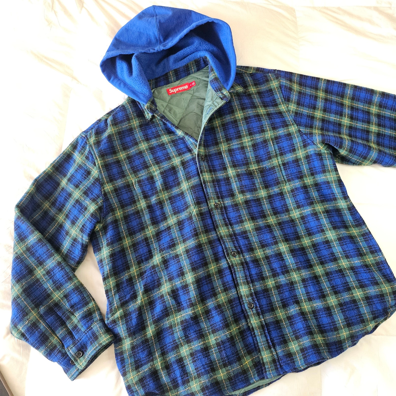 Supreme Tartan Flannel Hooded Shirt Jacket Xl